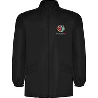 Branded Merchandise Raincoat Escocia – solid black – with 48h express custom logo print waterproof jacket for professional uniforms