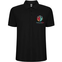 Branded Merchandise Polo Shirt Pegaso Premium – solid black – with 48h express logo embroidery 3-button placket for company uniforms