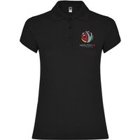 Corporate Gift Star Women's Polo with Express Embroidered Logo – 3XL 100% Cotton Piqué – Solid black – Staff Uniform for Business Events