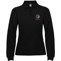 Branded Merchandise Estrella Slim-Fit Long Sleeve Polo with Express Embroidered Logo – 100% Cotton Piqué – Solid Black – Staff Uniform