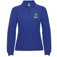 Branded Merchandise Estrella Long Sleeve Women's Polo with Express Embroidery – 3XL – Royal Blue – Cotton Workwear for Business Staff