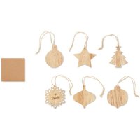 Corporate Christmas Gift Set of Wooden Xmas Ornaments with Engraved Logo – Wood – Sustainable Tree Decorations for Business Events