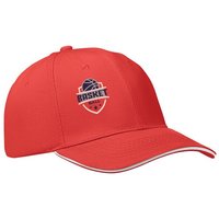 Branded Merchandise Baseball Cap – white/red – with custom logo embroidery 260gsm cotton one size fits most custom headwear