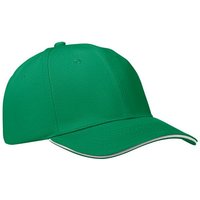 Corporate Gift Baseball Cap – prairie green/white – with custom logo embroidery 260gsm brushed cotton one size fits headwear