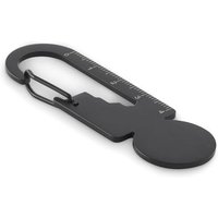 Branded Merchandise Trolley Coin Keyring – black – with custom logo print, recycled stainless steel multi-tool, branded key fob
