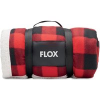 Corporate Gift RPET Sherpa Fleece Blanket with Embroidered Logo – Sustainable – Red – Warm Bedding for Business Events and Hotels