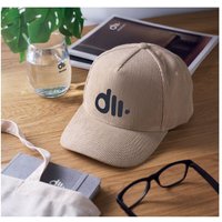 Branded Merchandise Corduroy 5 Panel Baseball Cap with Embroidered Logo โ 220 gsm โ Beige โ Corporate Apparel for Staff Uniforms