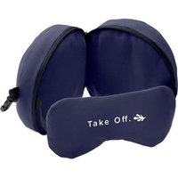 Promotional Product Travel Set with Custom Logo Print – 2 in 1 Pillow and Eye Mask – Blue – Leisure Accessory for Business Travel