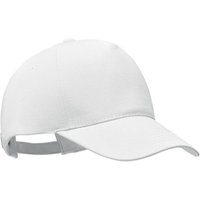 Branded Merchandise Baseball Cap – white – with custom logo print 250 gr/m² organic brushed cotton 5 panel adjustable buckle