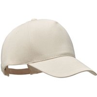 Branded Merchandise Baseball Cap – beige – with custom logo print 250 gr/m² organic brushed cotton 5 panel promotional headwear
