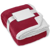 Corporate Gift Coral Fleece Sherpa Blanket with Embroidered Logo – 200 gr/m2 Fleece – Burgundy – Warm Bedding for Hotel & Office