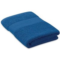 Promotional Merchandise Organic Cotton Towel with Logo Print – 100x50cm and Soft Absorbent Terry – Royal Blue – Bath Accessory for Spa