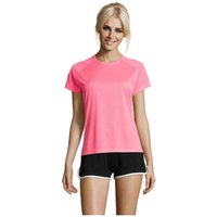 Branded Merchandise Sol's Sporty Women's T-shirt with Logo Print – 140g Breathable Mesh XXL – Neon Pink 2 – Sports Apparel for Teams
