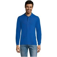 Corporate Gift PERFECT MEN LSL POLO 180g with Logo Print – 4XL OEKO-TEX – Royal Blue – Long Sleeve Shirt for Business Uniforms