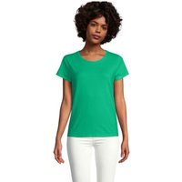 Promotional Merchandise Crusader Women T-Shirt with Embroidered Logo – S – Organic Cotton – Kelly Green – Branded Apparel for Staff