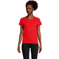 Promotional Merchandise Crusader Women T-Shirt with Embroidered Logo – XL Organic Cotton – Red – Apparel for Corporate Team Events