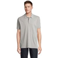 Branded Merchandise Polo Shirt PEGASE – grey melange – with custom logo print XS 210g 100% organic cotton high-quality corporate