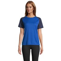 Branded Merchandise Vortex Women Raglan T-Shirt with Custom Logo Print – L Size Recycled – French Navy/Royal Blue – Sportswear for Team Events