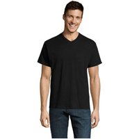 Branded Merchandise Victory V-Neck T-Shirt 150 with Logo Print – XXL Cotton – Deep Black – Apparel for Corporate Teamwear and Staff