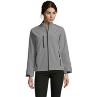 Branded Merchandise Jacket Roxy Women SS – grey melange – with custom logo print 340g/m² waterproof breathable for staff branding