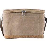Branded Merchandise RPET Cooler Bag with Custom Logo Print – Cork Base and Recycled Material – Khaki – Insulated Lunch Box for Events