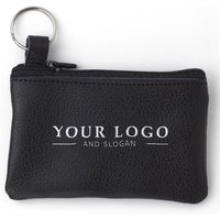 Branded Merchandise Leather Wallet Zander – black – with laser engraved logo. High-quality corporate pocket wallet for trade shows.