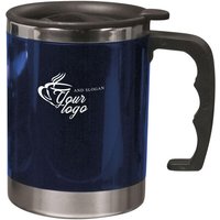 Branded Merchandise Gabi Stainless Steel Mug with Custom Logo Print – Double-Walled – Blue – Vacuum Thermos for Business Commutes