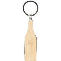Corporate Gift Eco Wooden Keyring Inaya – brown – with laser engraving, sustainable bamboo and stainless steel, bottle opener, fob