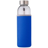 Corporate Gift Glass Bottle Nika – cobalt blue – with custom logo print 500ml metal cap wrist band printed drink bottle bulk swag