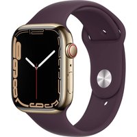Apple Watch Serie 7 45 mm GPS + Cellular Or + bracelet sport Cerise Noire