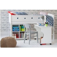 Cubix Childrens Mid Sleeper With Storage Bookcase and Roll Out Desk