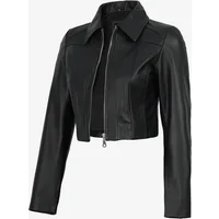 Women's Black Cropped Real Lambskin Leather Harrington Jacket