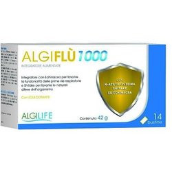 ALGIFLU 1000 Integratore per Raffreddore, Influenza, Tosse e Sinusite a base di NAC N-Acetil-Cisteina (14 Bustine) arricchito con Shitake, Echinacea e Vitamina B6, B2, B1 per Difese Immunitarie ALGIFLU 1000 Integratore per Raffreddore, Influenza, Tosse e Sinusite a base di NAC N-Acetil-Cisteina (14 Bustine) arricchito con Shitake, Echinacea e Vitamina B6, B2, B1 per Difese Immunitarie