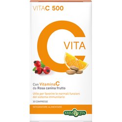Erba Vita Vitamine - Vita C-500 Integratore Vitamina C Rosa Canina, 30 Compresse