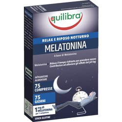 Equilibra Integratori Alimentari, Melatonina, Integratore per Ridurre il Tempo Richiesto per Prendere Sonno, Effetto Benefico Anche in Caso di Jet Lag, a Base di Melatonina, 75 Compresse