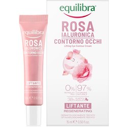 Equilibra Viso, Rosa Ialuronica Contorno Occhi Liftante, Siero Contorno Occhi a Base di Estratto di Rosa Damascena, Acido Ialuronico, Attivo da Semi di Sesamo e Microalghe, Effetto Lifting, 15 ml