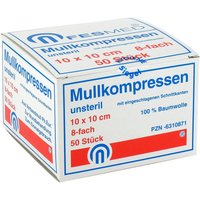Mullkompressen Es 10x10 cm unsteril 8-fach Kompressen