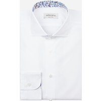 Apposta Save 1% on Solid White Cotton Poplin Shirt with Lower Spread Collar