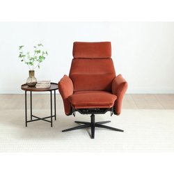 Kyoto Austin Burnt Orange Velvet Fabric Power Recliner Chair