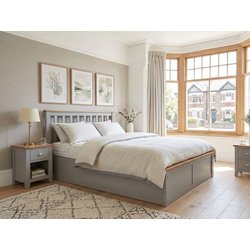 Asc Sydney Stone Grey Wooden Ottoman Bed Frame - 5Ft King Size