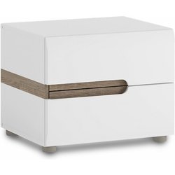 Furniture To Go Chelsea White High Gloss And Oak 2 Drawer Bedside Table