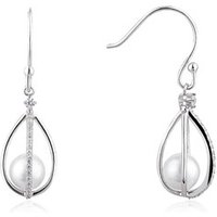 Argento Caged Pearl Crystal Drop Earrings