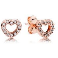 Pandora Rose Gold Crystal Heart Earrings - Rose Gold