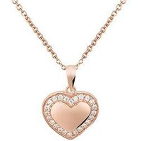 Argento Rose Gold Crystal Border Heart Necklace - Rose Gold