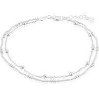 Argento Silver Double Layer Bead Anklet - 925 Silver