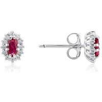 Argento Silver Ruby Halo Crystal Stud Earrings