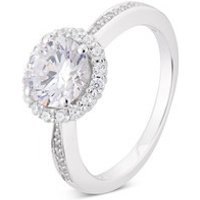 Argento Silver Oval Crystal Halo Ring - Ring Size 56 925 Silver