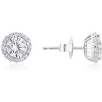 Argento Silver Crystal Halo Earrings - 925 Silver