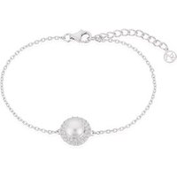 Argento Silver Crystal Pearl Halo Bracelet - 925 Silver