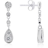 Argento Silver Crystal Pear Drop Earrings - 925 Silver